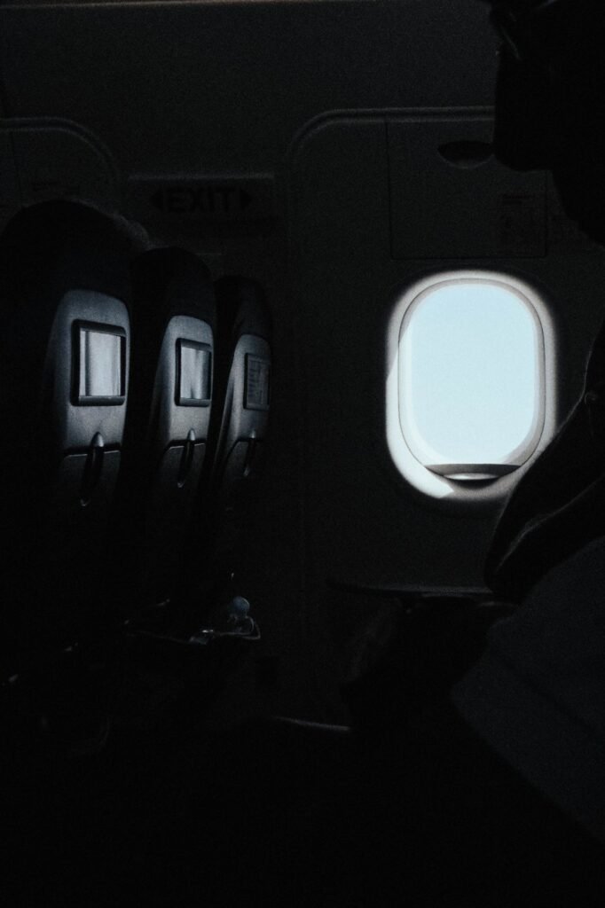 The view from an aircraft window mid-flight