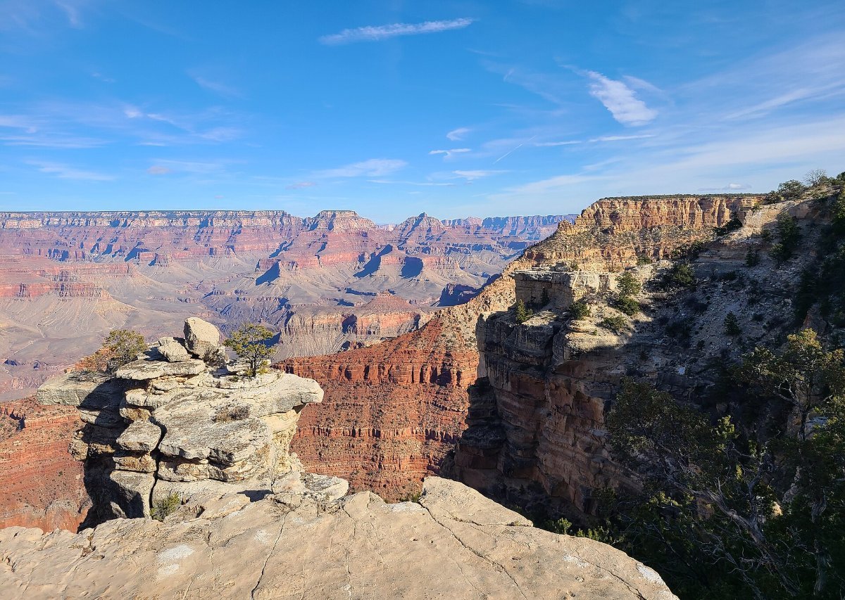 Mather Point, the first view most visitors get of the Grand Canyon