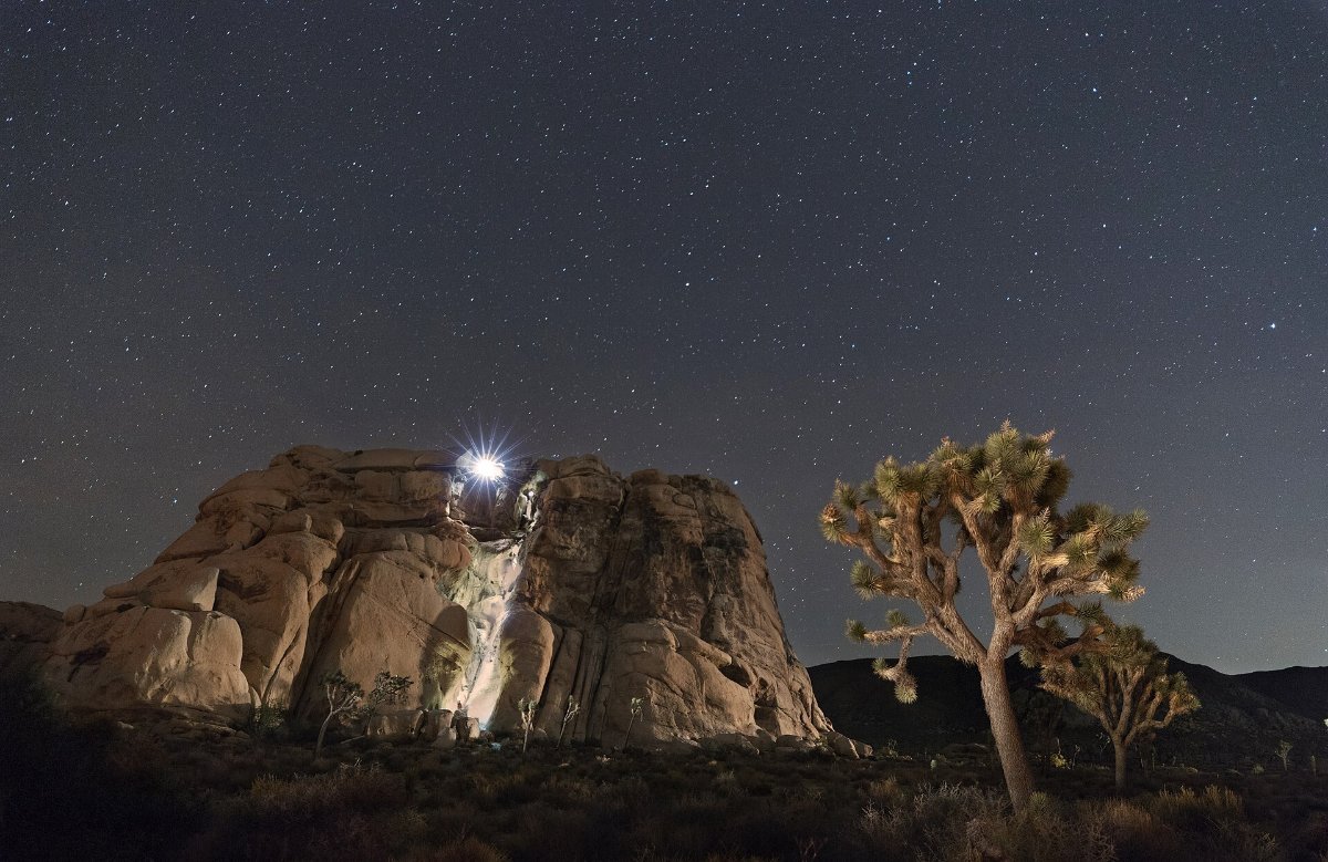 Climbers on the boulder formations of Joshua Tree National Park