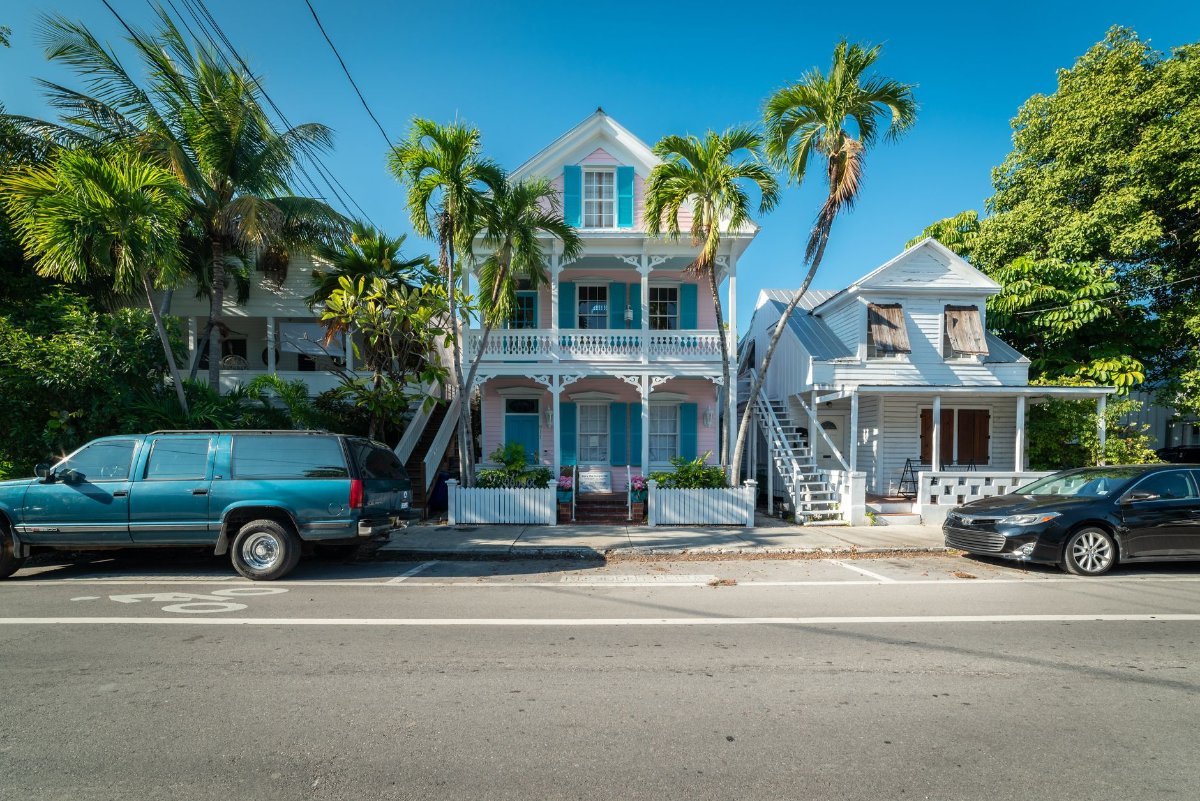 Wooden conch houses in Key West's old town