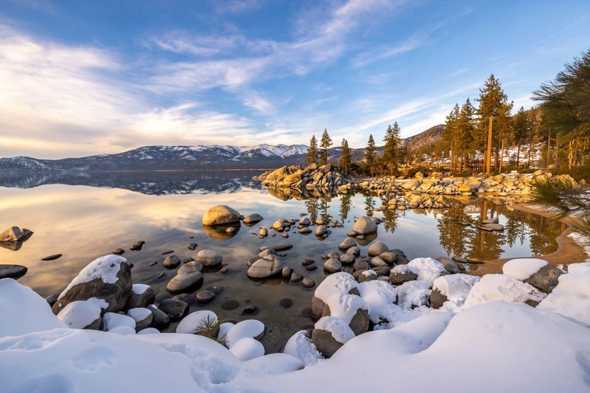 Lake Tahoe under winter snow