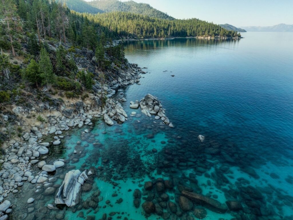 The blue water of Lake Tahoe