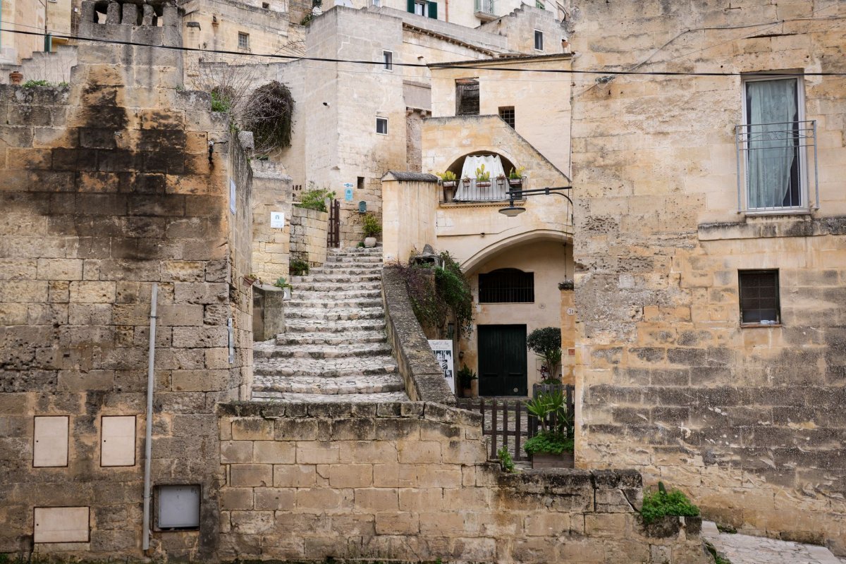 Stone stairways through the Sassi of Matera