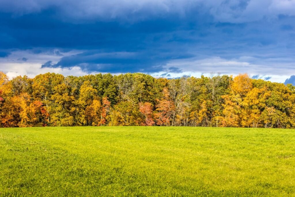 New England countryside at the peak of autumn colour