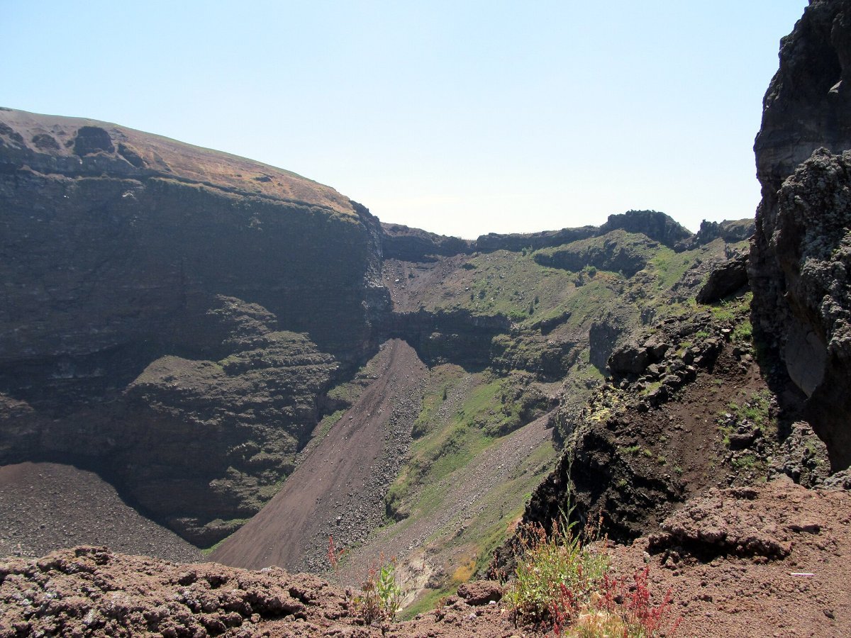 The crater of Mount Vesuvius above Naples