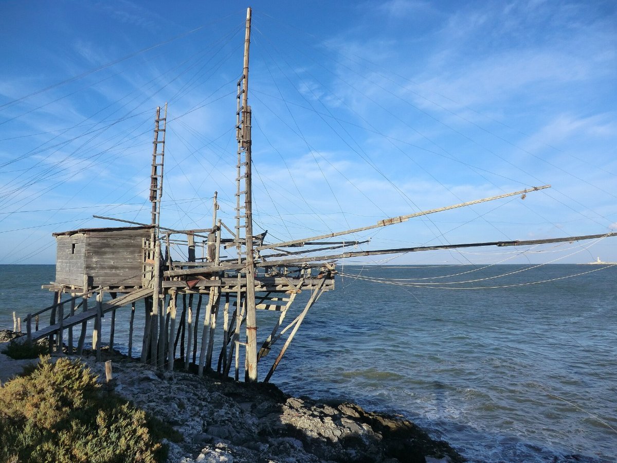 A trabucco fishing platform on the Gargano coast in northern Puglia