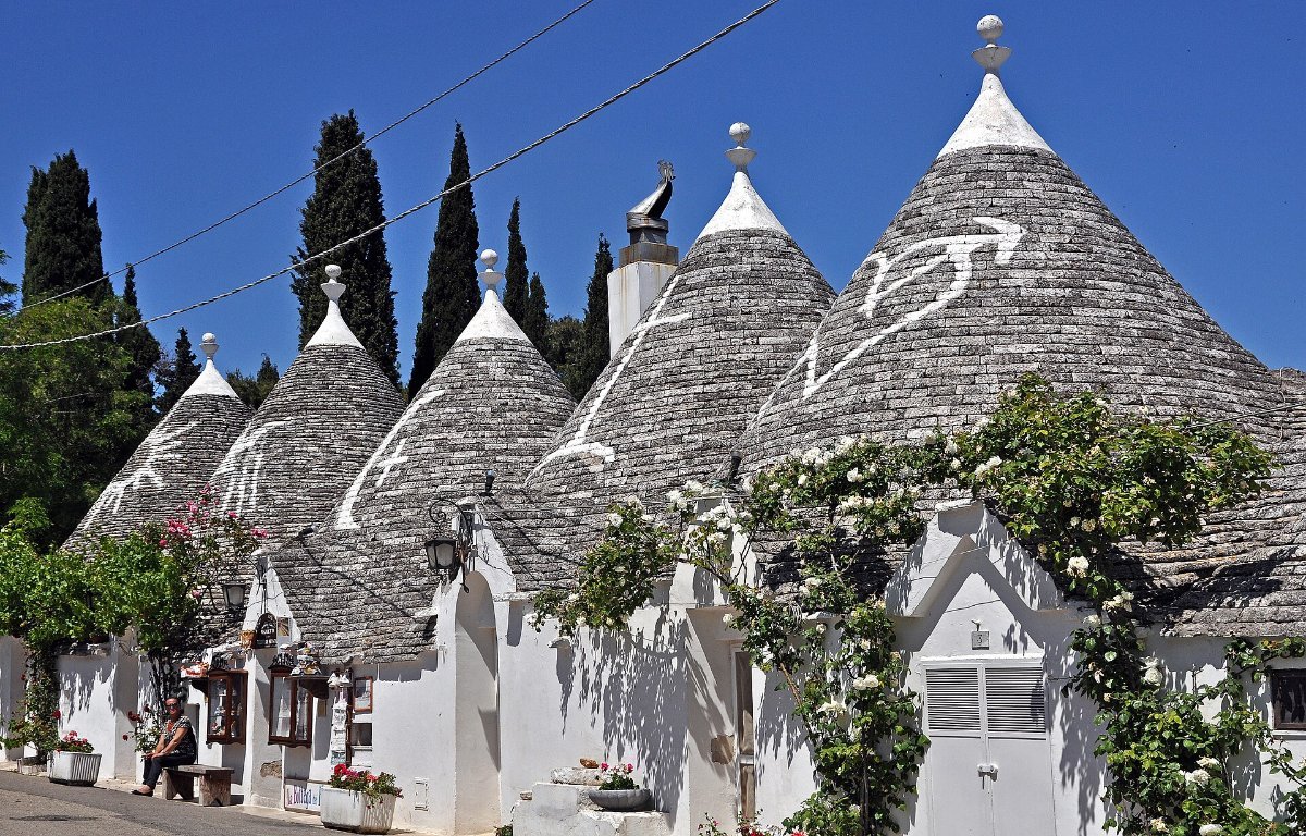 The conical trulli roofs of Alberobello