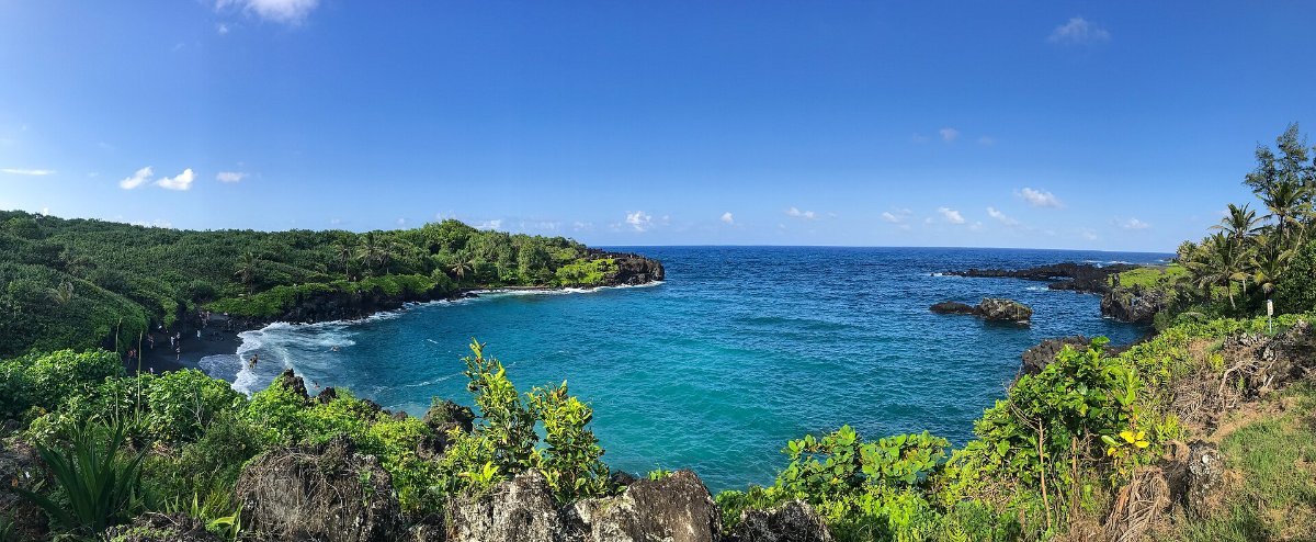 The black sand beach at Waianapanapa State Park, Maui