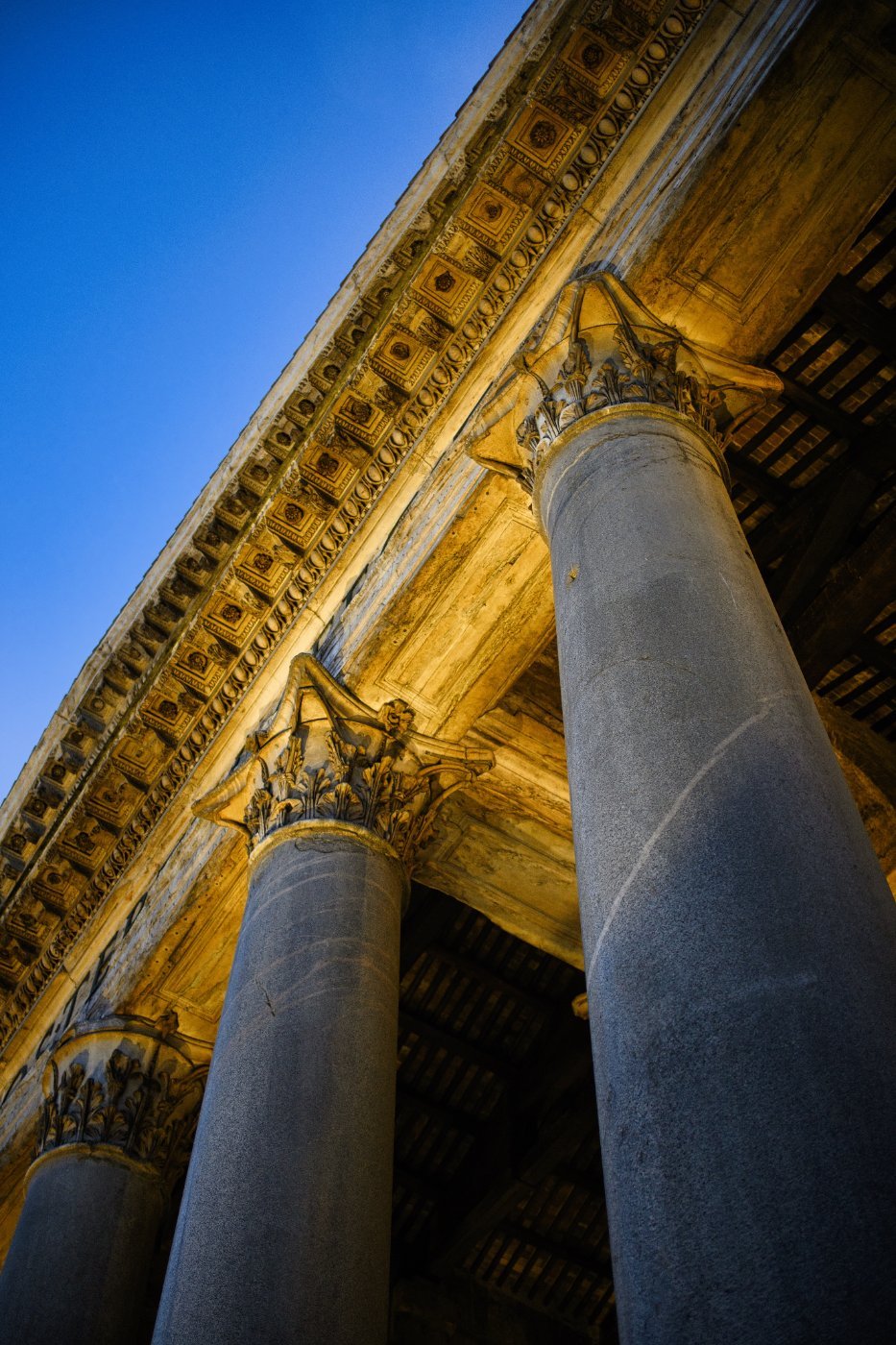 The columns of the Pantheon at blue hour