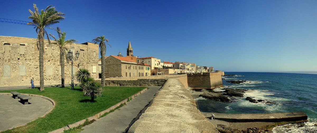 The seafront bastions of Alghero in Sardinia