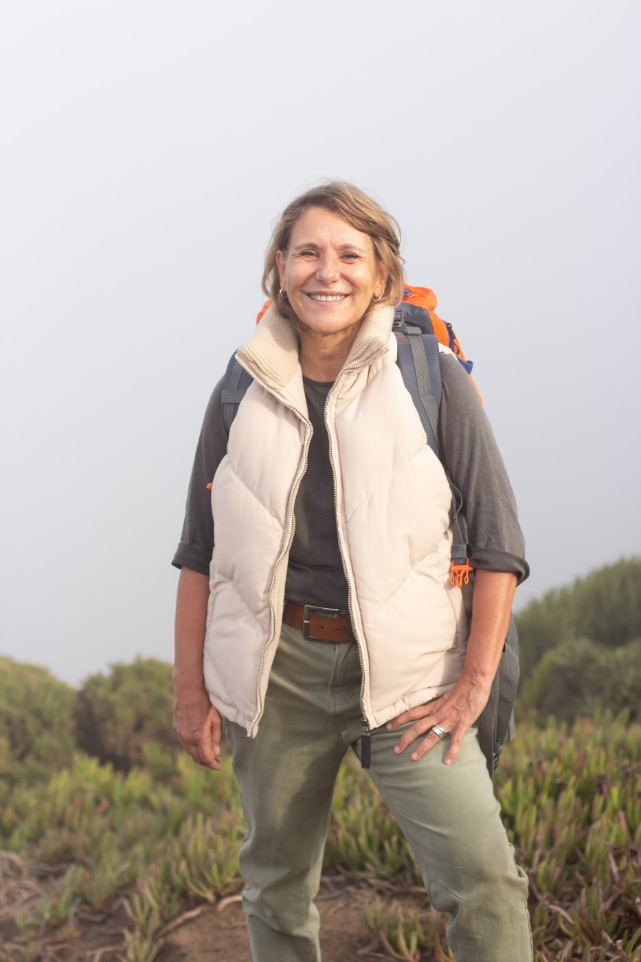 A traveller with a pack, out on her own