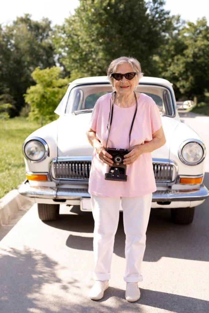 A woman travelling on her own