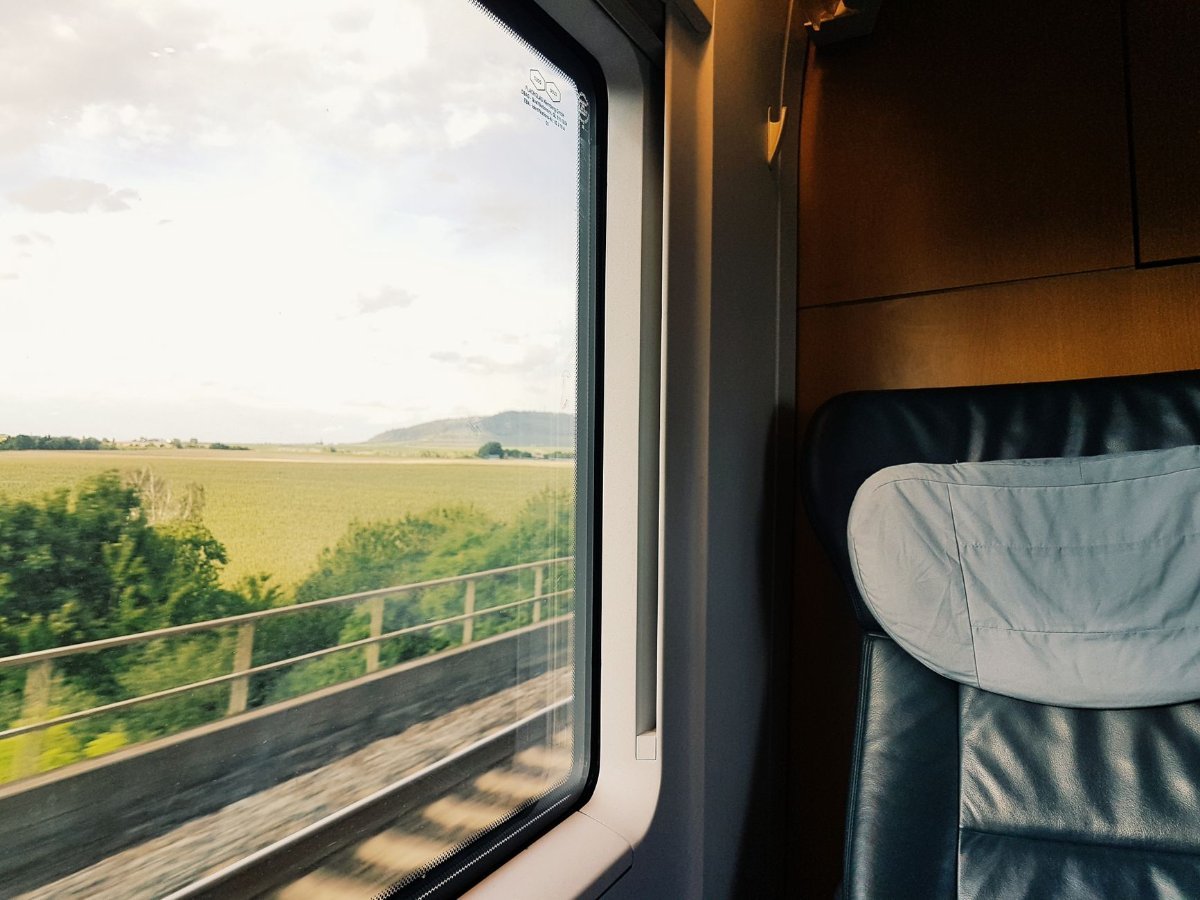 The view of countryside from a train window