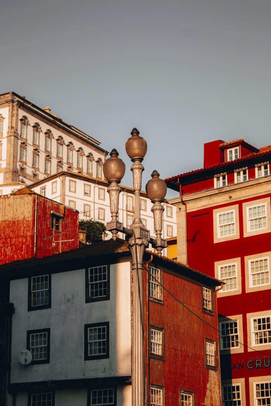 Tall painted buildings in Porto, northern Portugal