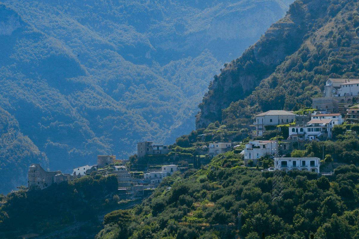 Terraces and lemon groves above the coast road