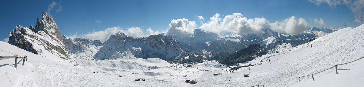 The tilted ridge of Seceda above Val Gardena