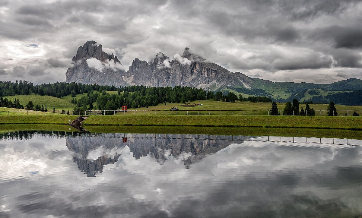 Cloud rolling across the high meadows of Alpe di Siusi