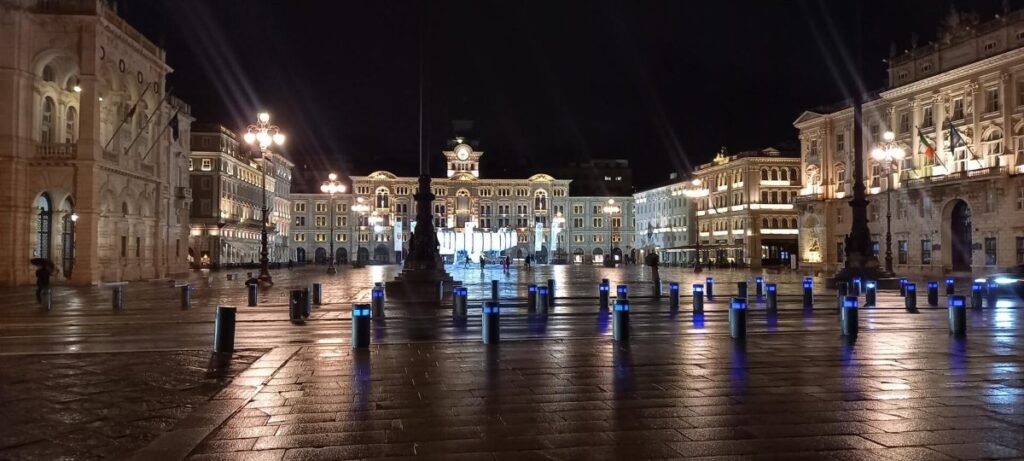 Trieste at night on the Adriatic