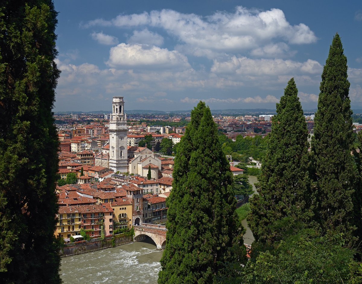 Verona's rooftops seen from Castel San Pietro