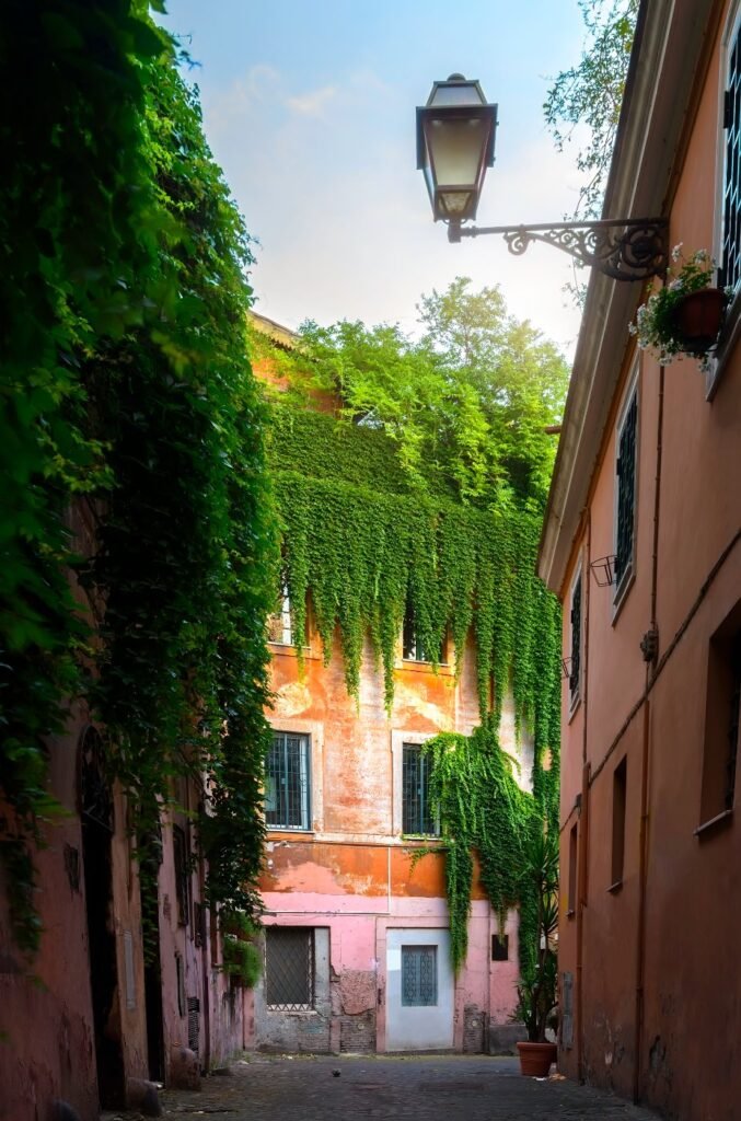 An old street in the Trastevere neighbourhood of Rome, Italy