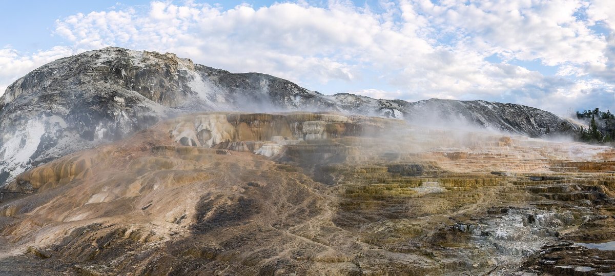 The travertine terraces at Mammoth Hot Springs