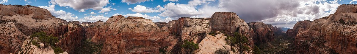 The narrow spine of Angels Landing high above Zion Canyon