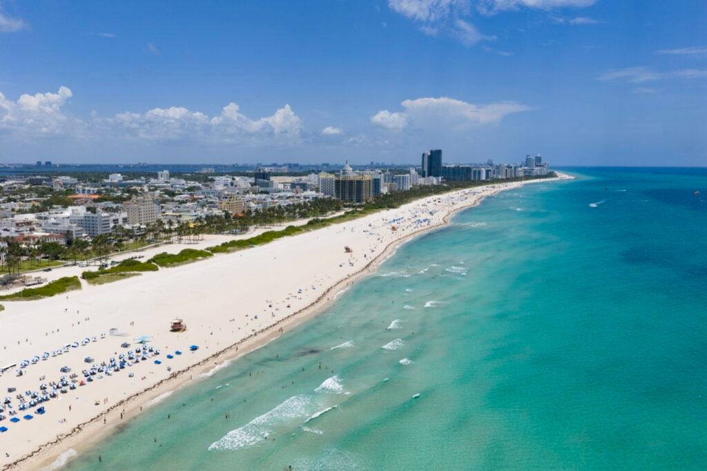 Aerial view of Miami Beach and the Florida coastline