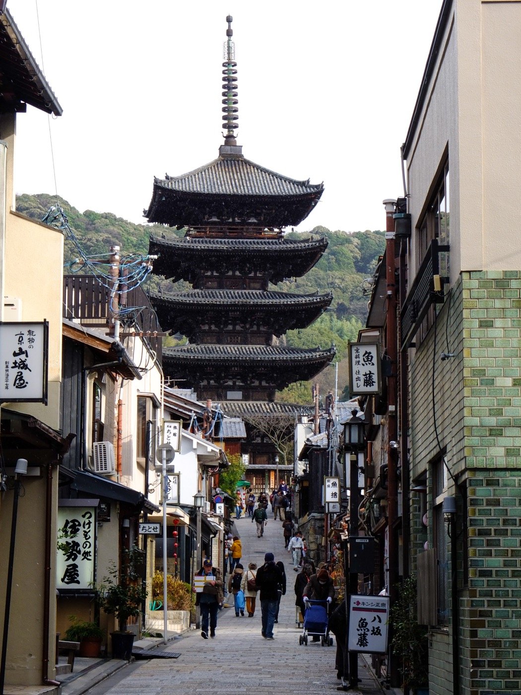 The sloping streets leading to Kiyomizu-dera Temple in Kyoto
