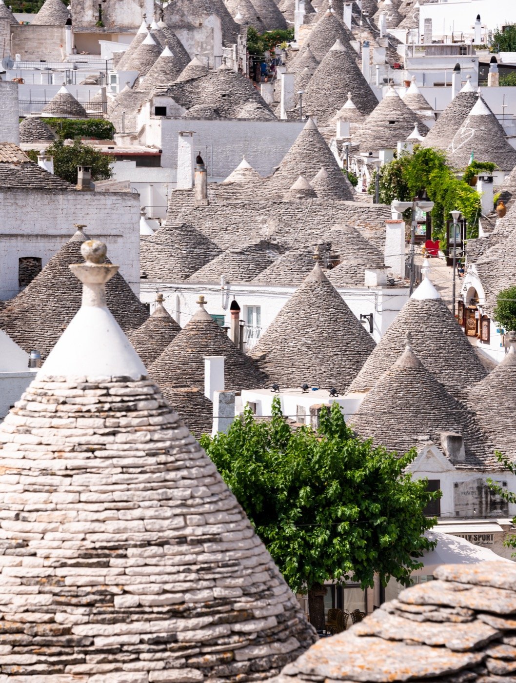 Traditional conical trullo roofs in Alberobello