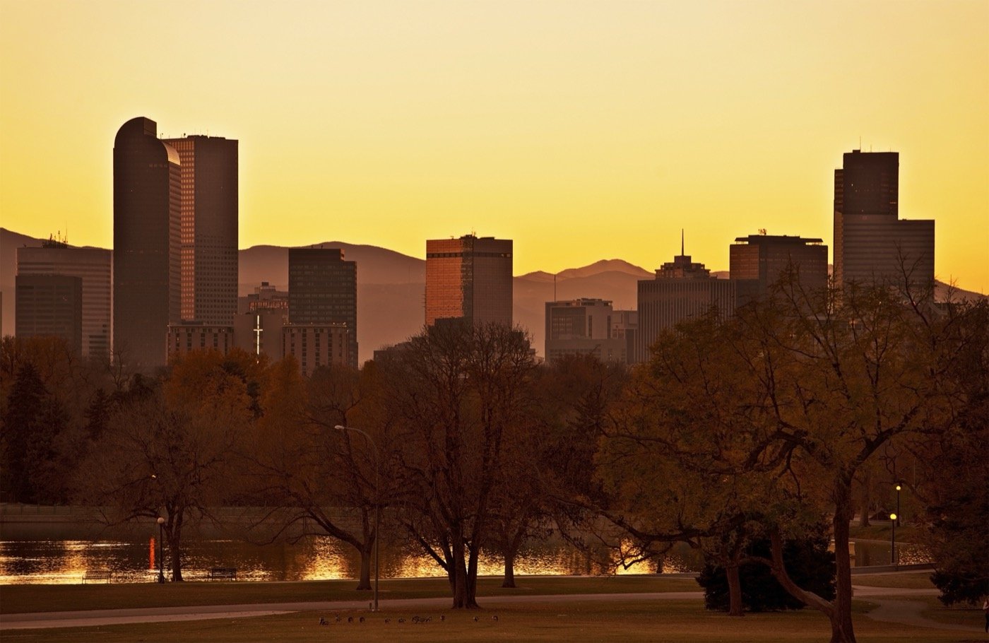 Autumn sunset over Denver