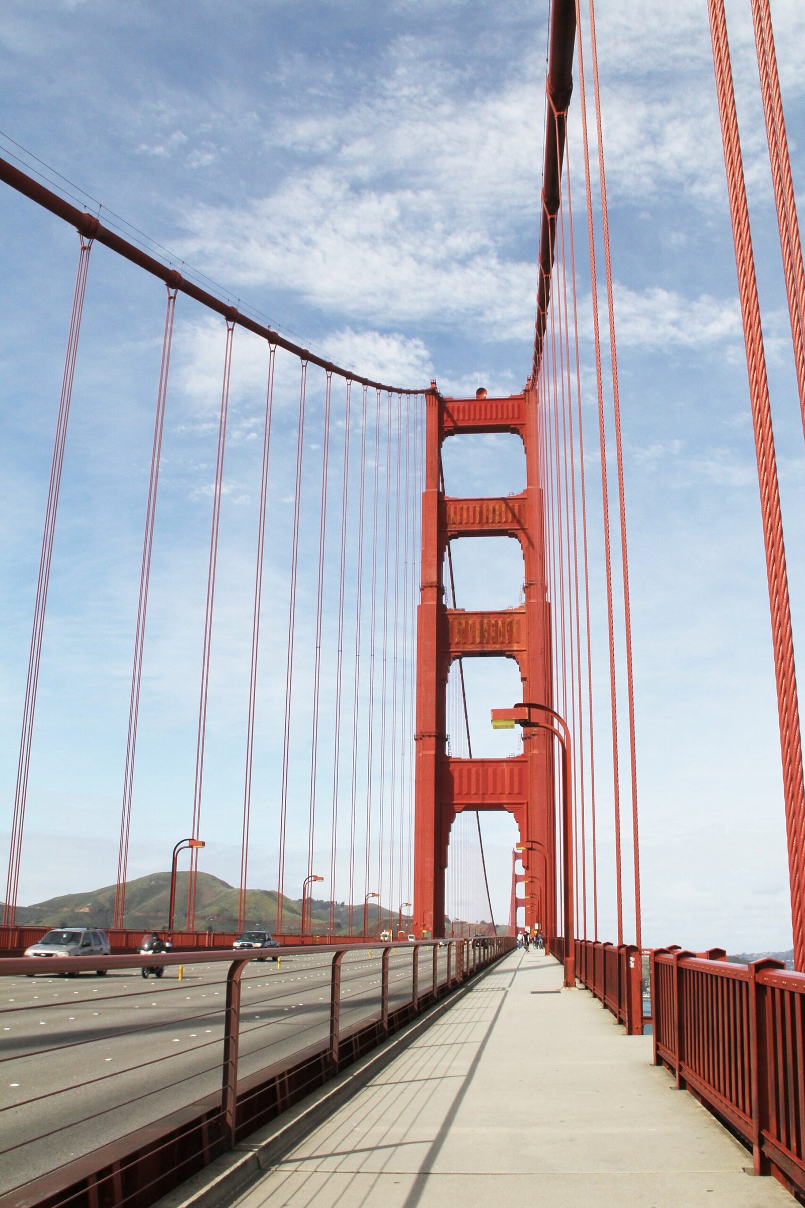 The pedestrian walkway on the Golden Gate Bridge