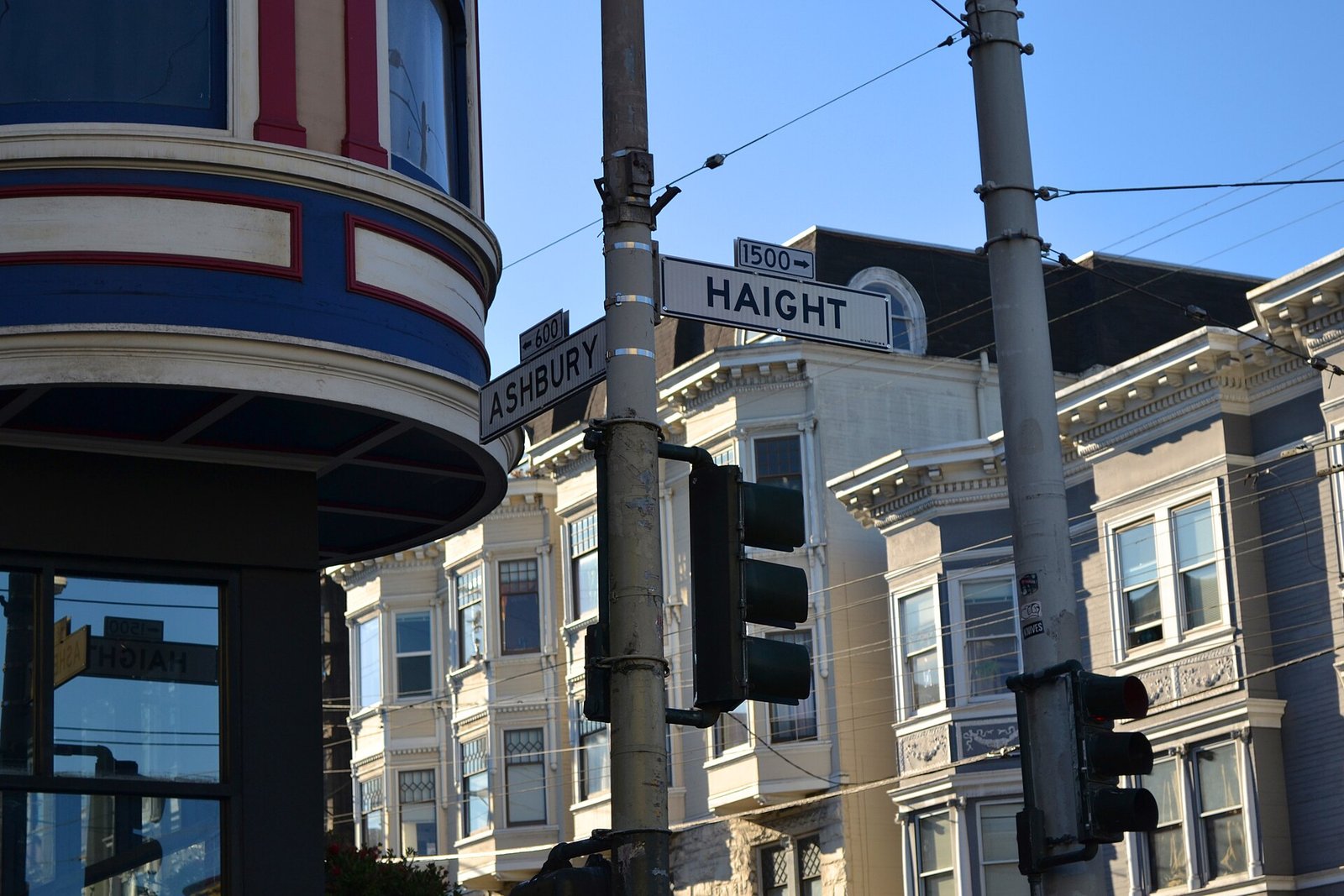 The street signs at the corner of Haight and Ashbury