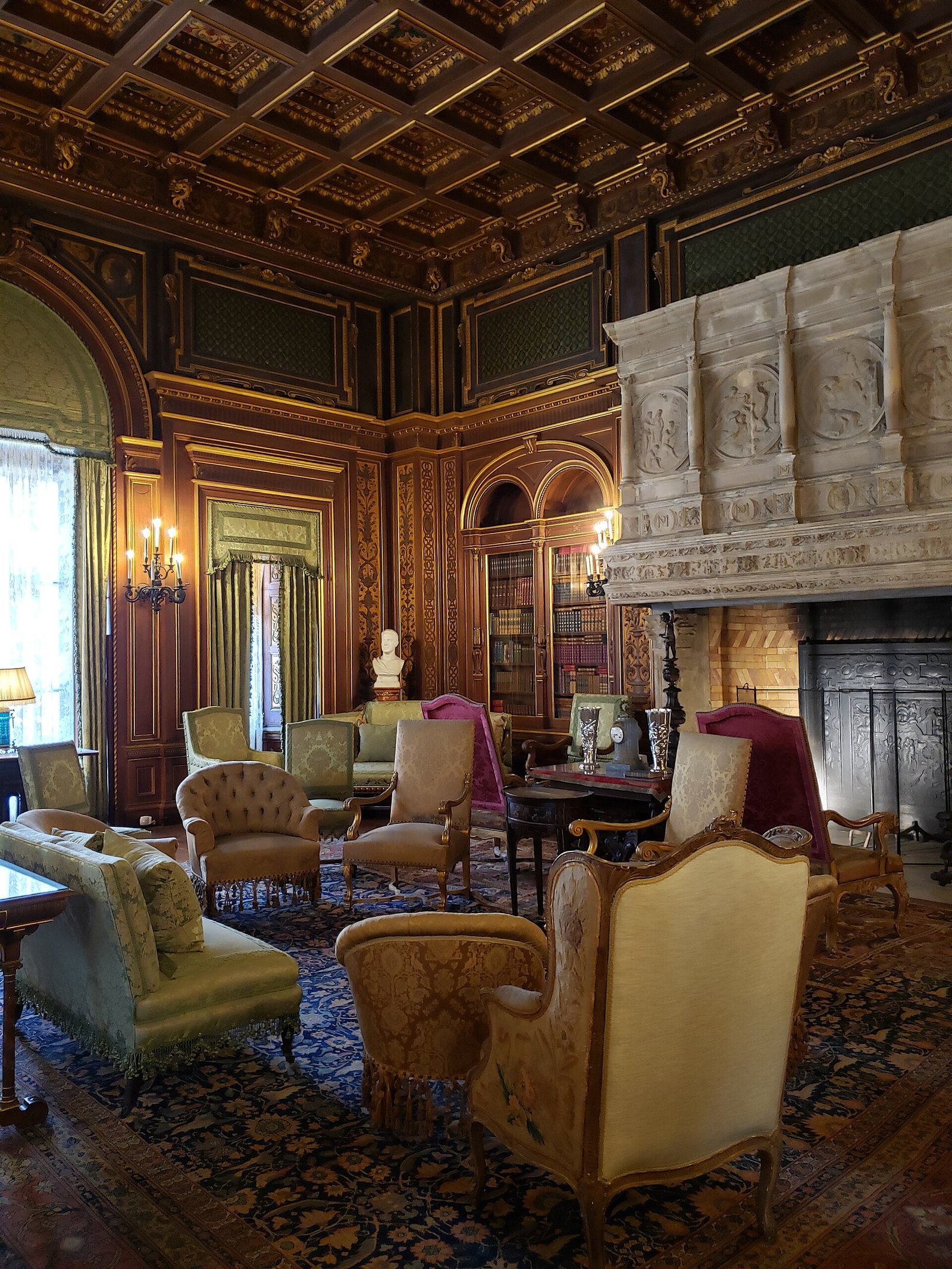 The library inside The Breakers mansion in Newport, Rhode Island