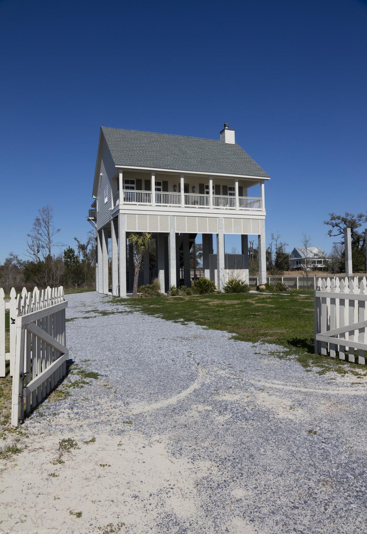 A raised beach house in Bay St. Louis, Mississippi