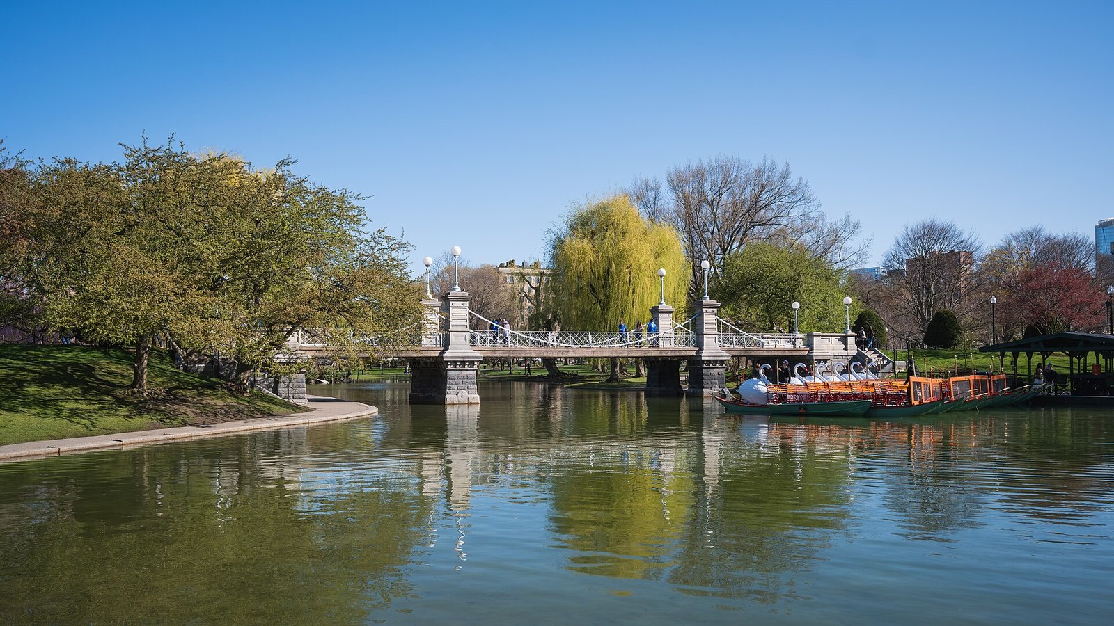 The lagoon bridge in the Boston Public Garden