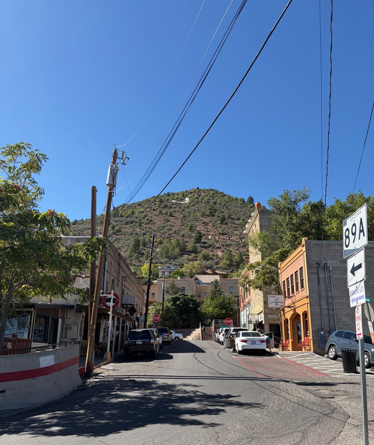 Old buildings on the hillside in the mining town of Jerome, Arizona