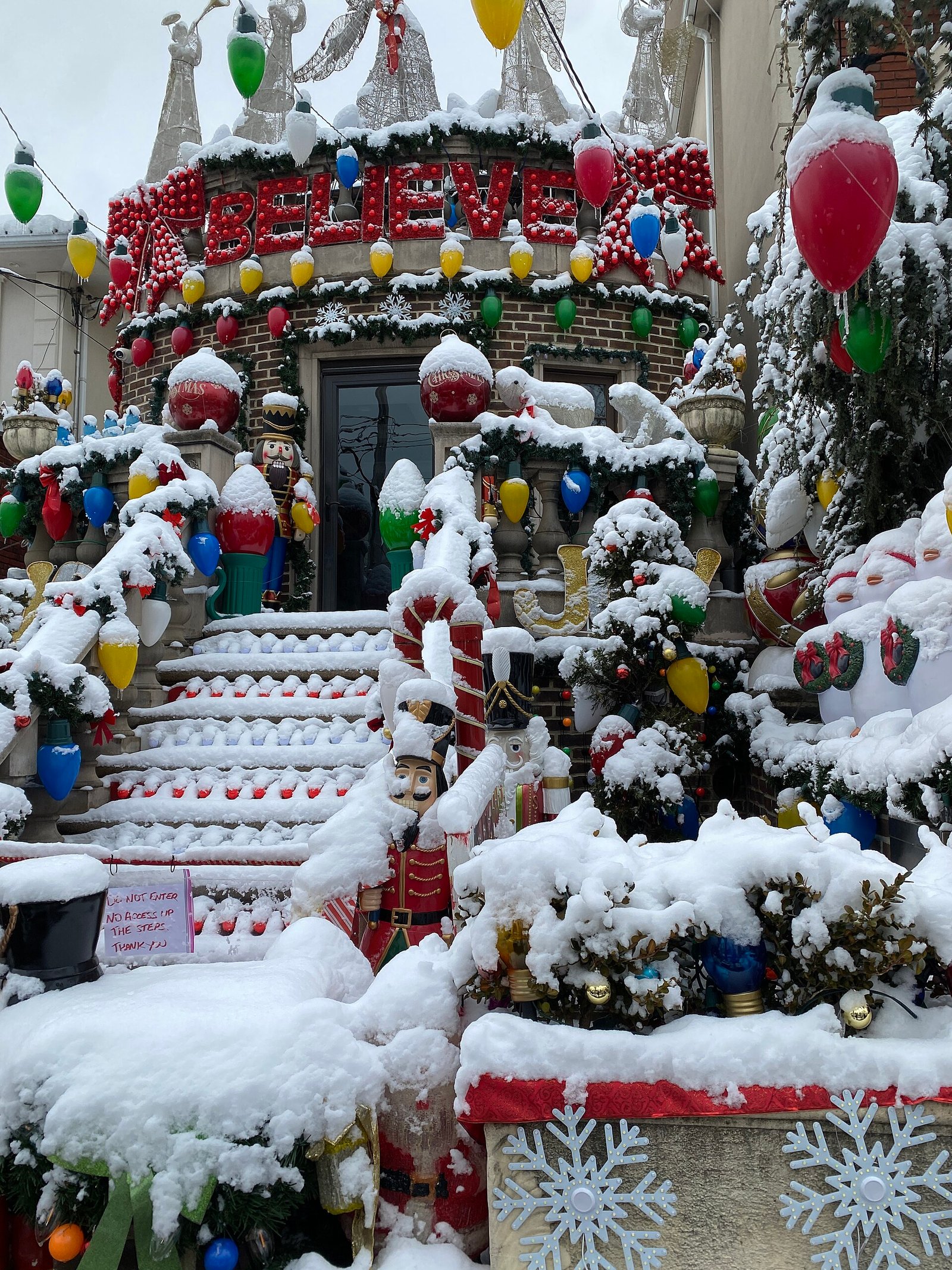 A house covered in Christmas lights in Dyker Heights, Brooklyn