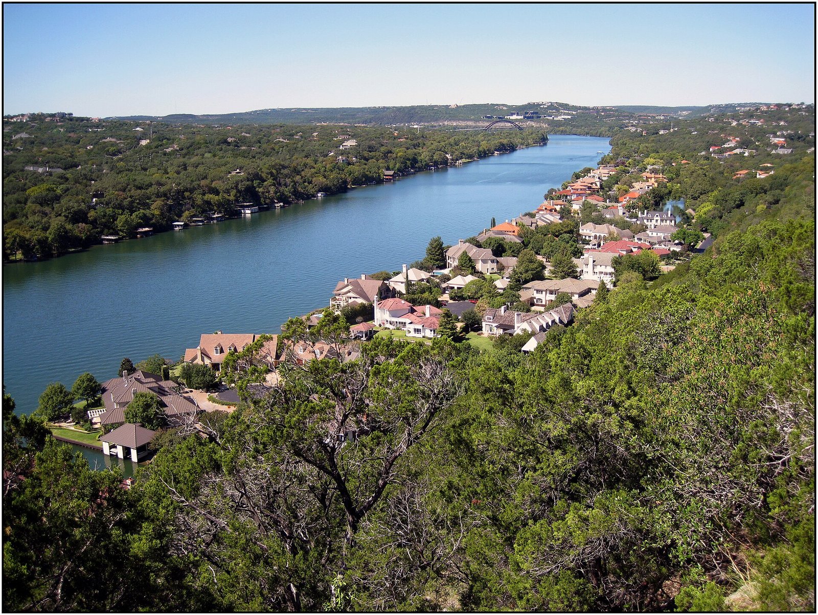 Lake Austin winding below the lookout at Mount Bonnell
