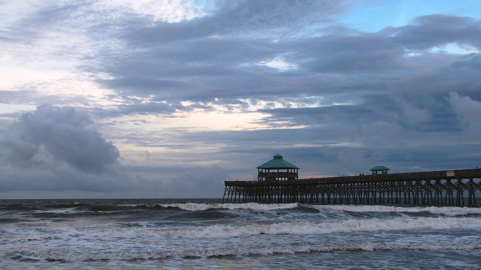 The Folly Beach Pier stretching into the Atlantic