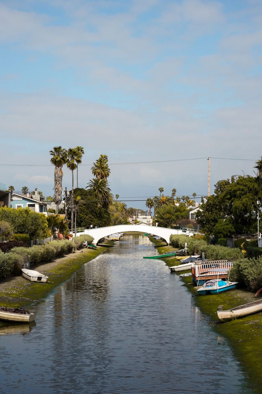 Houses and footbridges along the Venice Canals