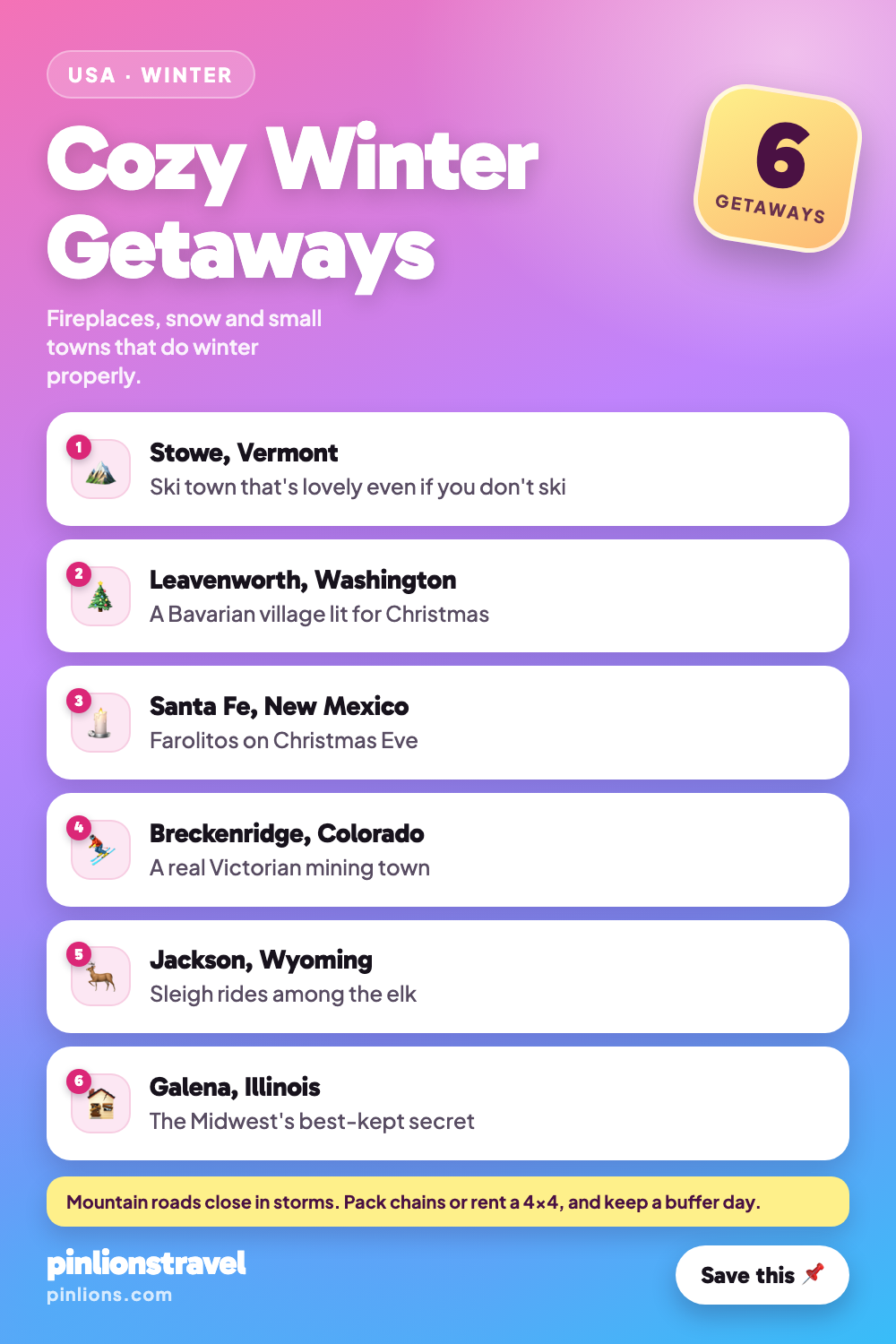 6 Cozy Winter Getaways in the USA