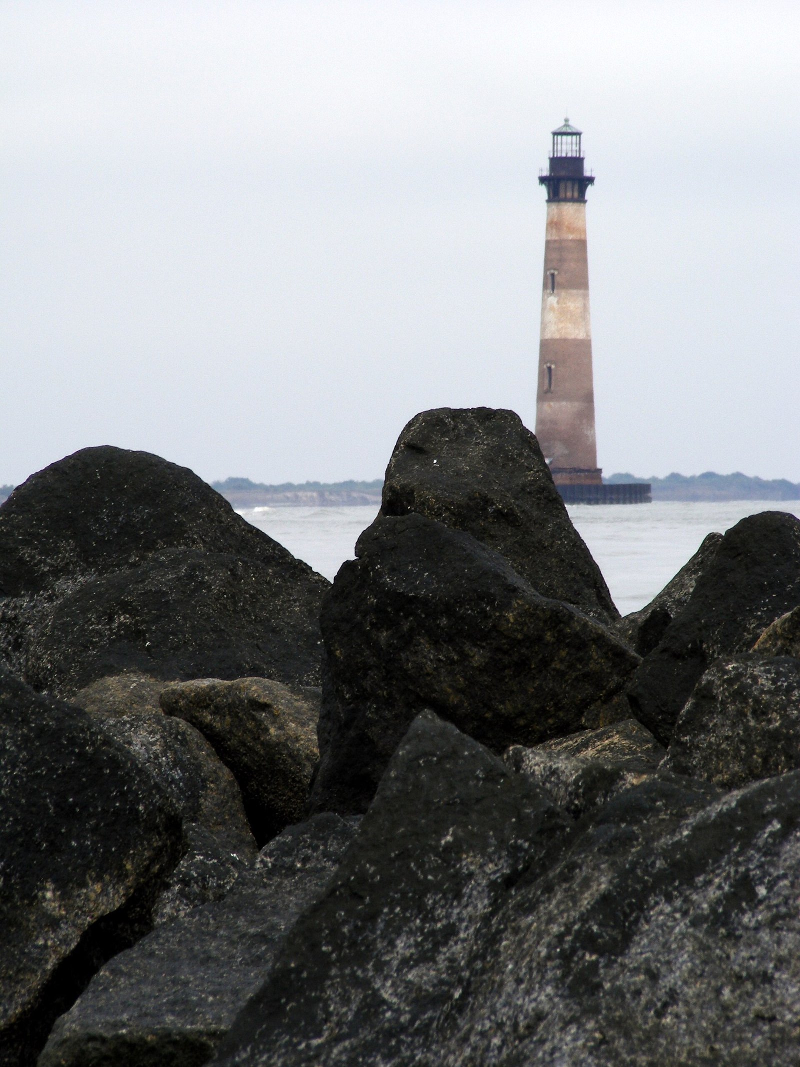 The Morris Island Lighthouse off Folly Beach