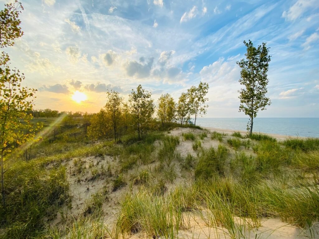 Lake Michigan beach and dunes at Indiana Dunes National Park