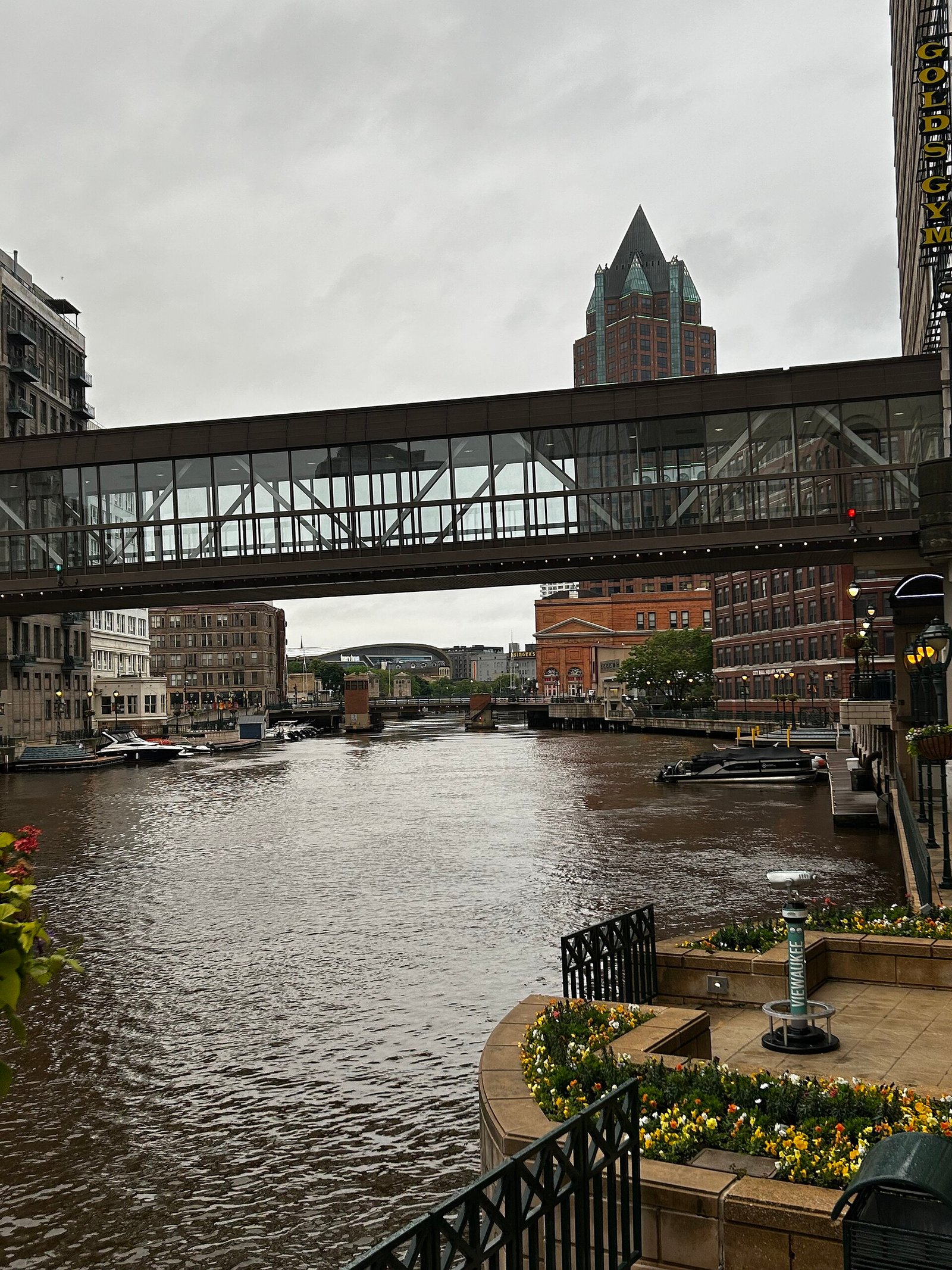 The Milwaukee River and Riverwalk in downtown Milwaukee