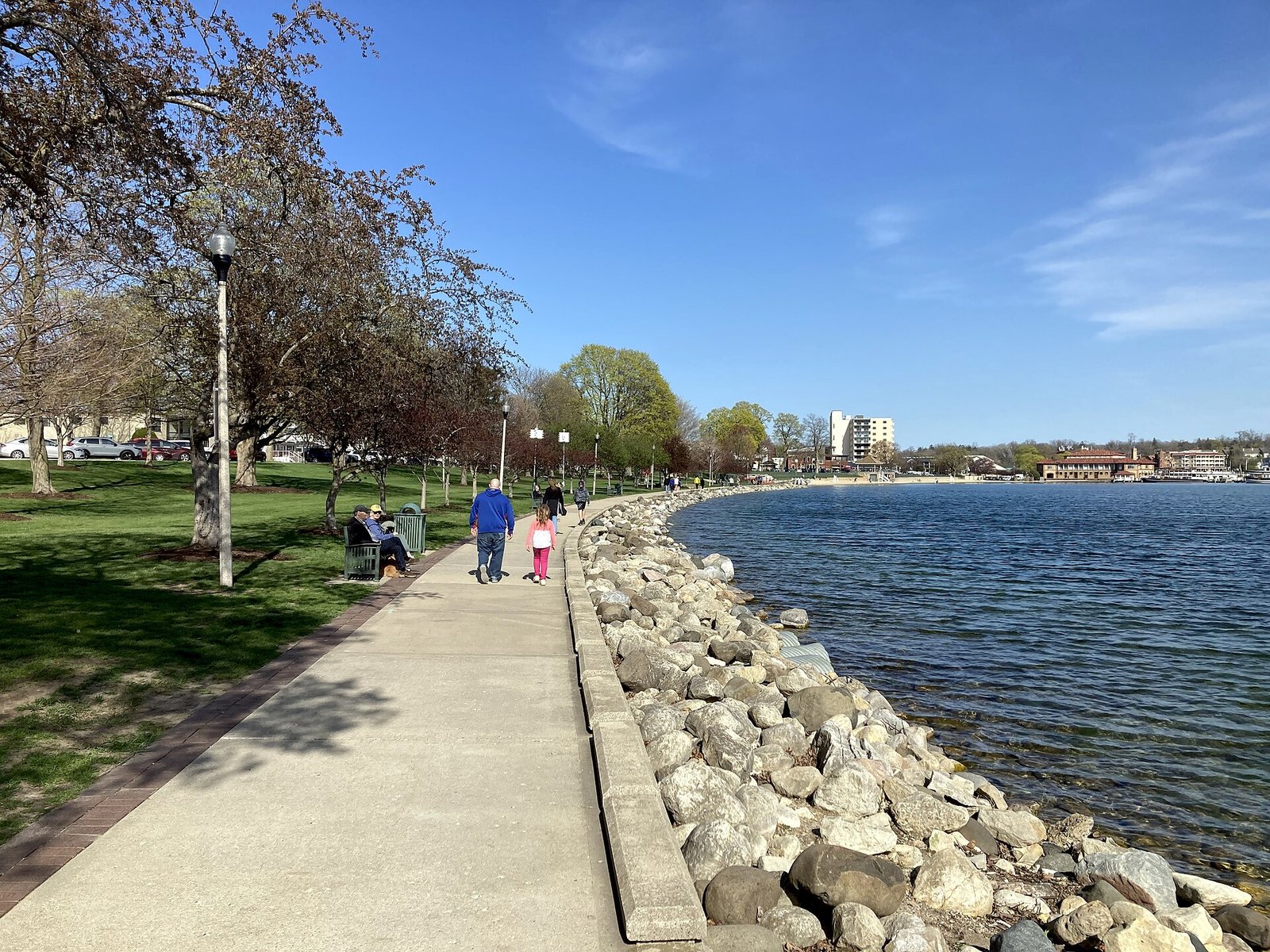 The lakeside shore path in Lake Geneva, Wisconsin