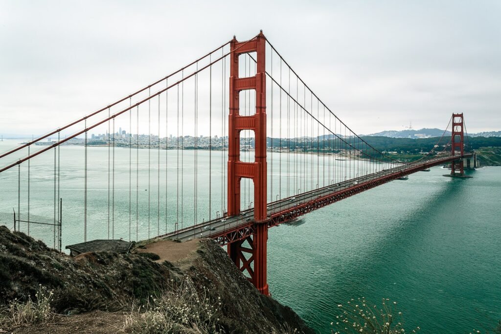 The Golden Gate Bridge seen from the Marin Headlands