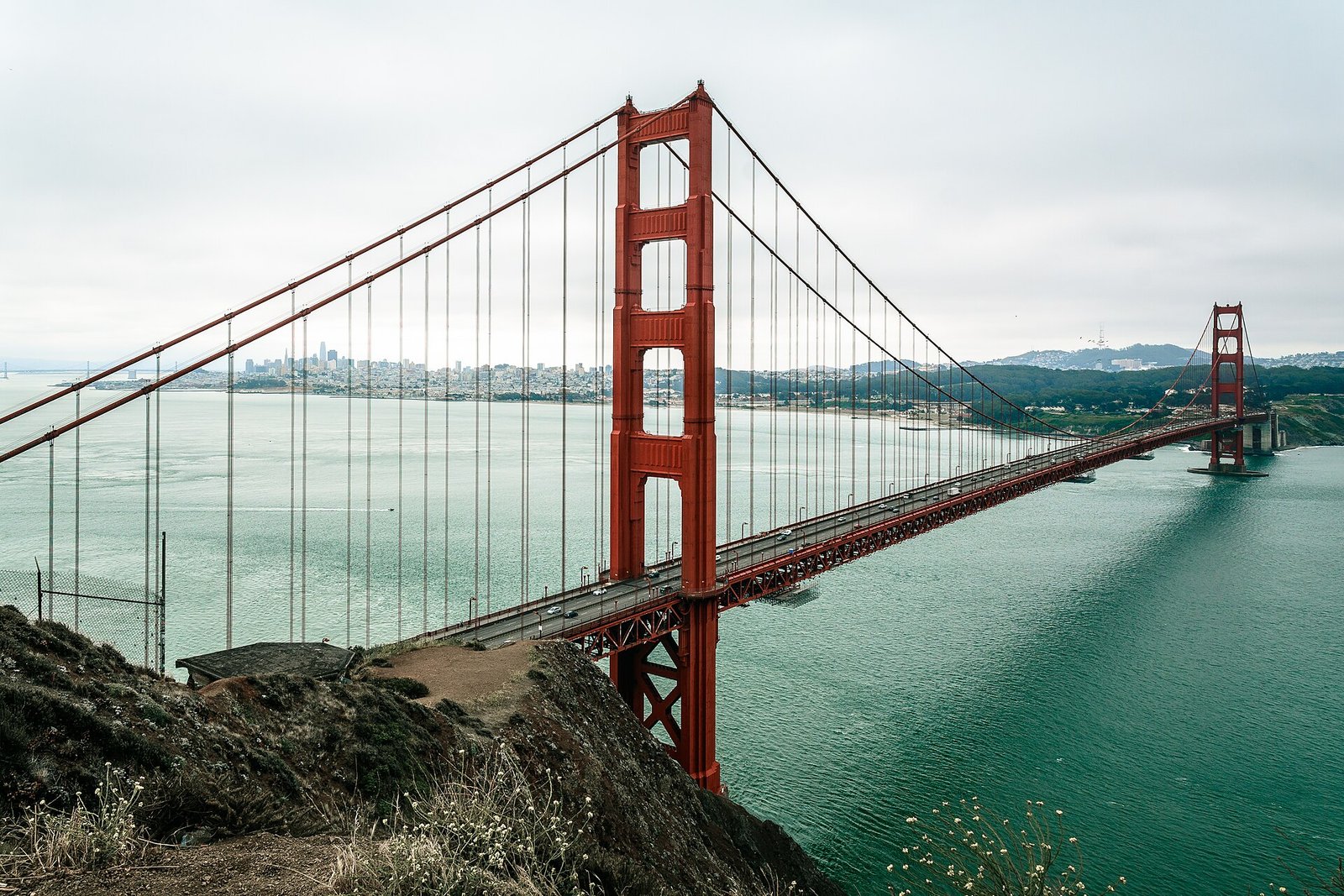 The Golden Gate Bridge seen from the Marin Headlands