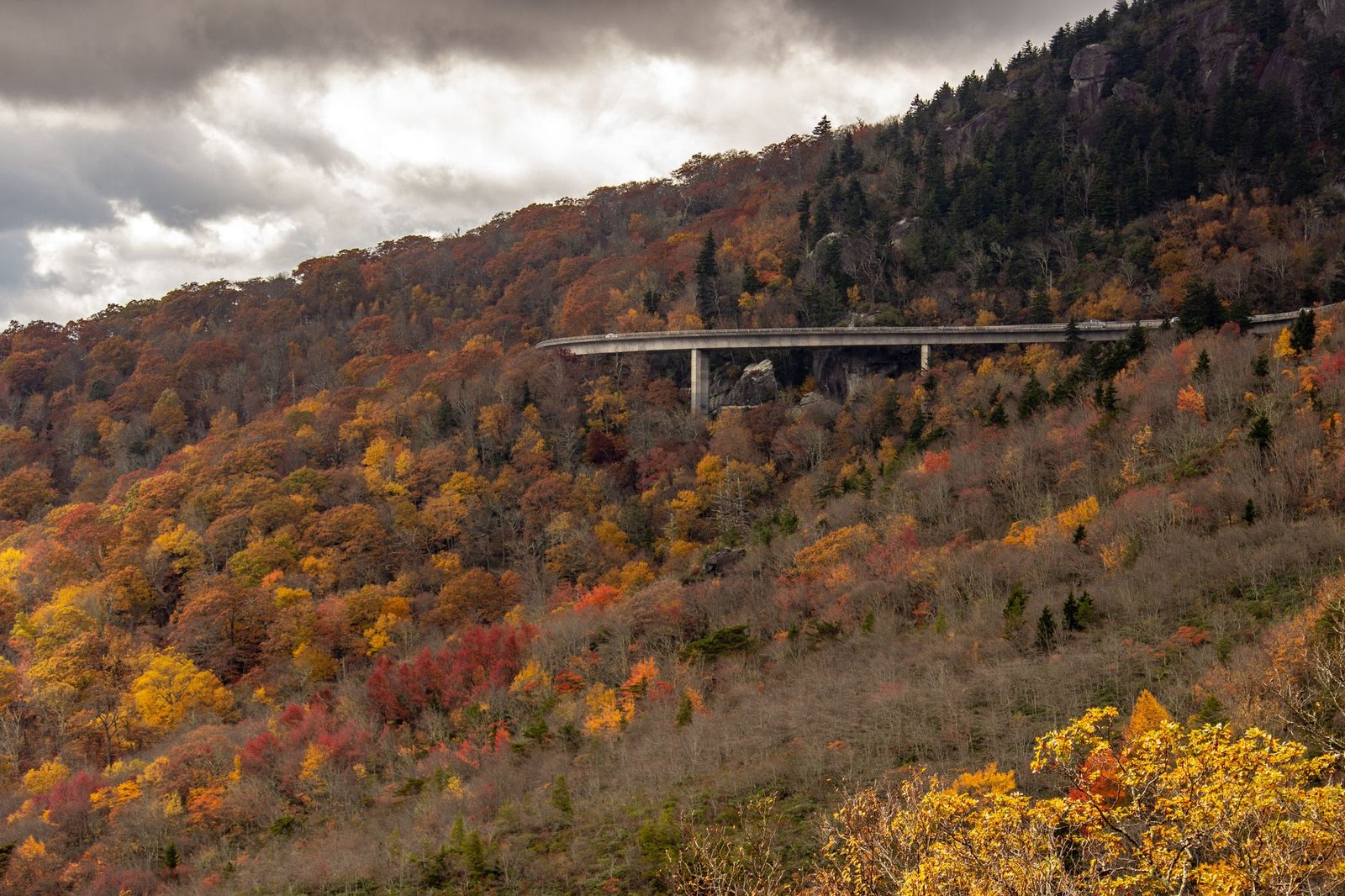 Autumn colour across the Blue Ridge Mountains above Asheville