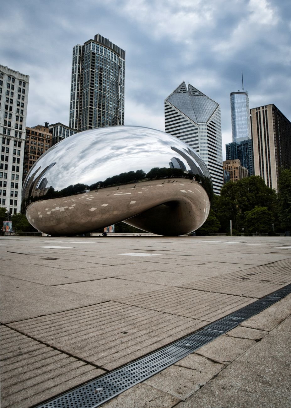 Cloud Gate, the mirrored sculpture in Millennium Park, Chicago