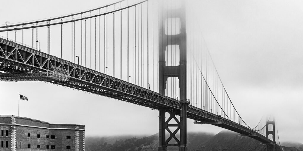 The Golden Gate Bridge over the entrance to San Francisco Bay
